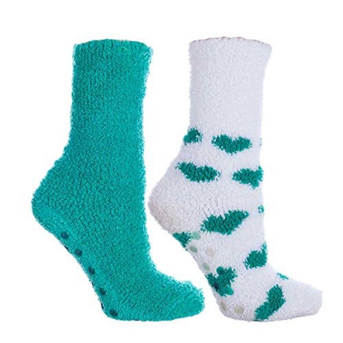 MinxNY - Wholesale Socks - Women's - Lavender Infused 2-Pair Slipper Socks - Hearts4