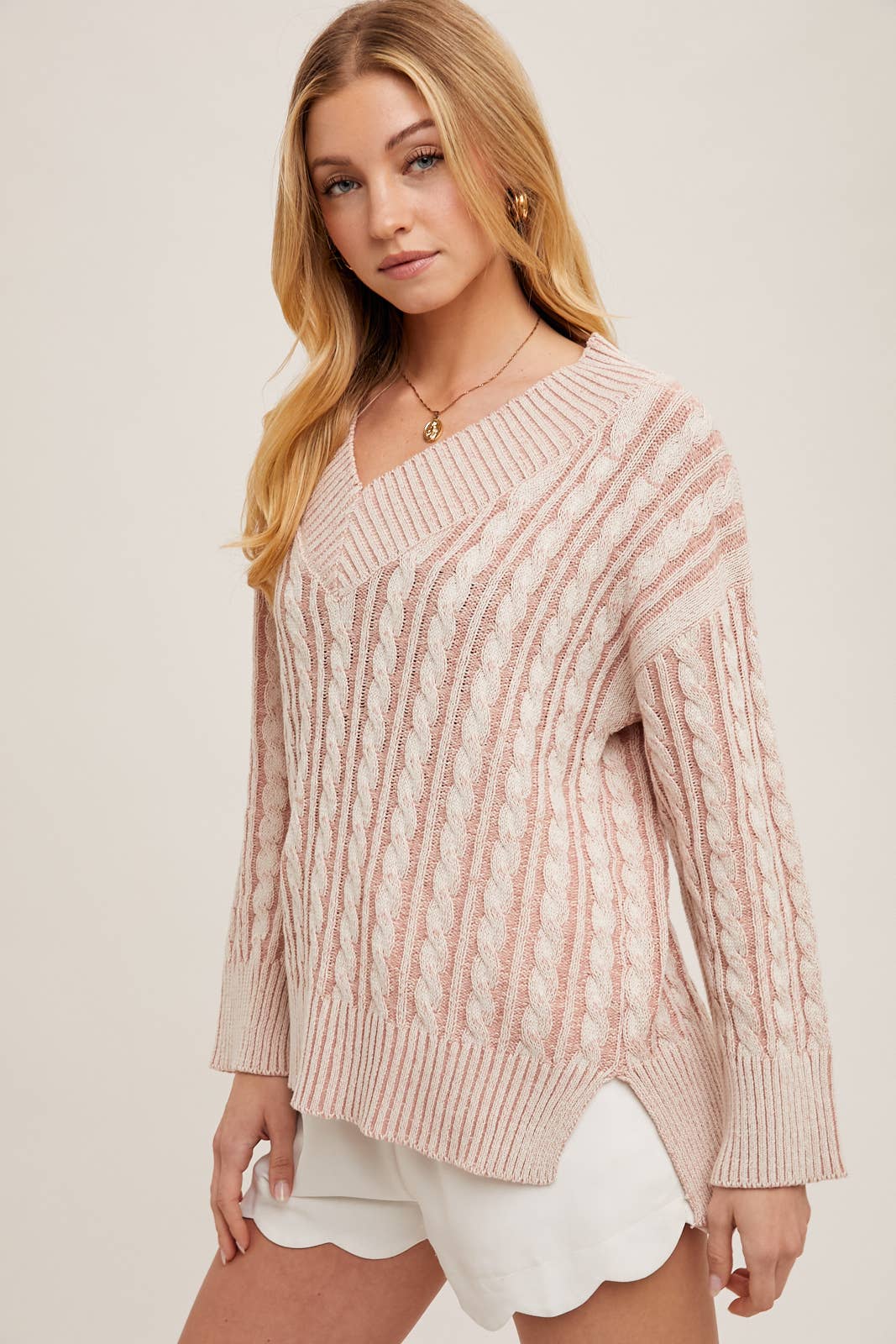 Bluivy - Wholesale Knit Sweater - Women's - V-NECK PASTEL KNIT SWEATER1