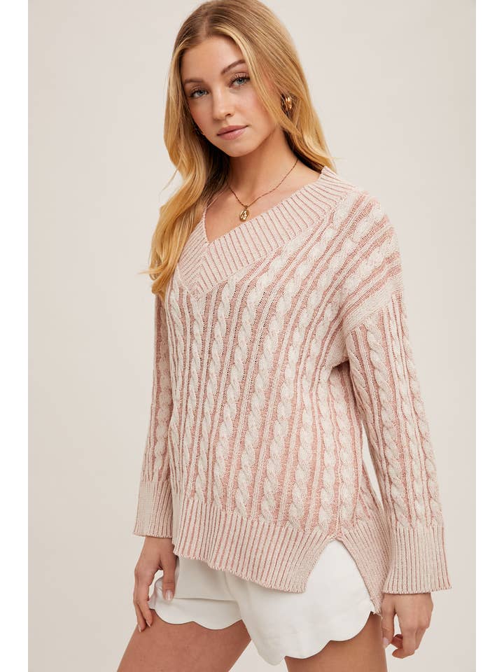 Bluivy - Wholesale Knit Sweater - Women's - V-NECK PASTEL KNIT SWEATER1