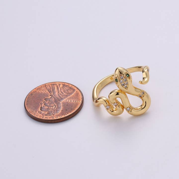 Aim Eternal - Wholesale Multi-Stone Ring - Snake ring, Gold snake ring, serpent ring, Statement ring, Gold Snake Ring, Gold ring, Dainty ring, Stackable ring, minimalist ring R-0313
