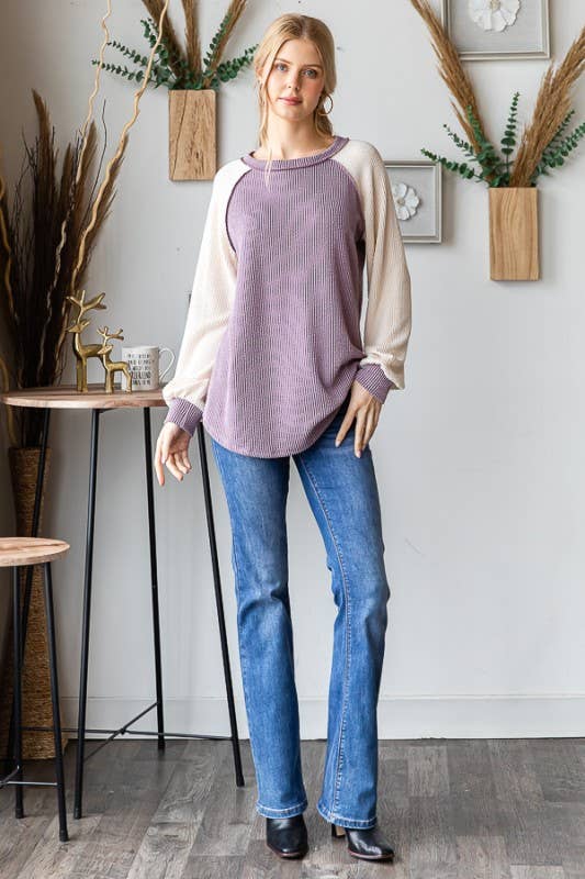 HEIMISH - Vendita all'ingrosso Tunica - Donna - ET7689-10 TOP URBANO A BLOCCHI DI COLORE A COSTINE CON MANICHE A SBUFFO7