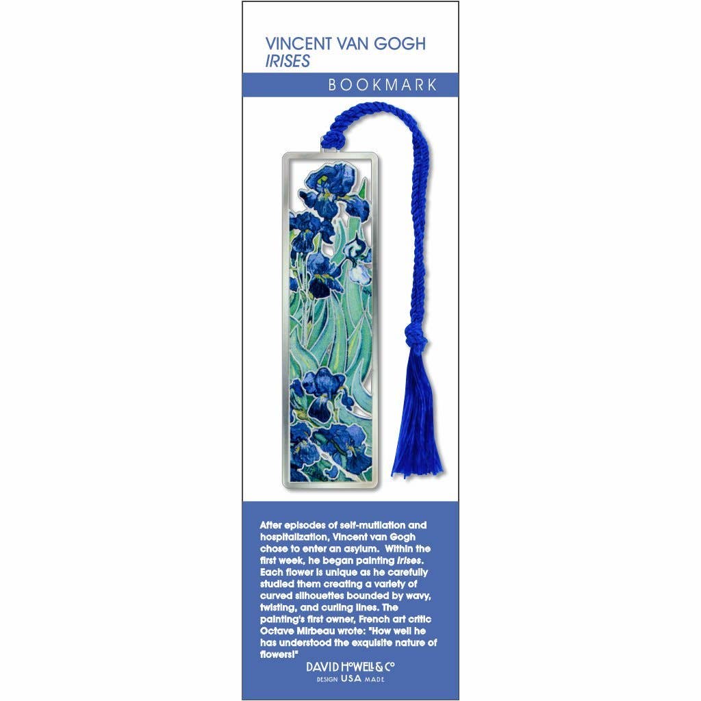 David Howell and Company - Wholesale Bookmark - Van Gogh Irises Metal Bookmark, MADE in USA1