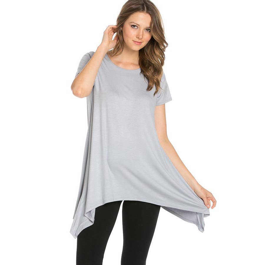 Azules Clothing - Wholesale Tunic - Women's - ATP-2267RS Piko Short Sleeve Tunic20