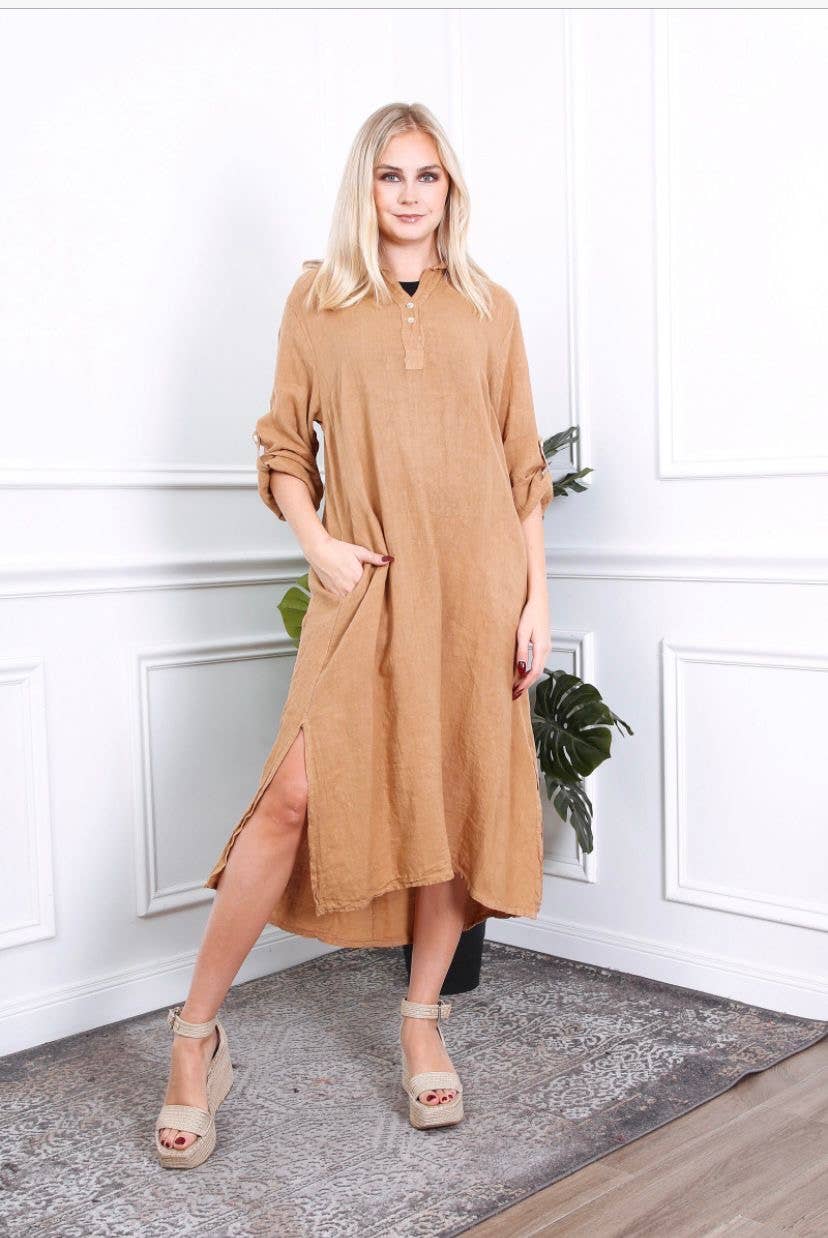 LÉA & LUC - Wholesale Dress - Women's - Long dress in 100% linen REF.209001