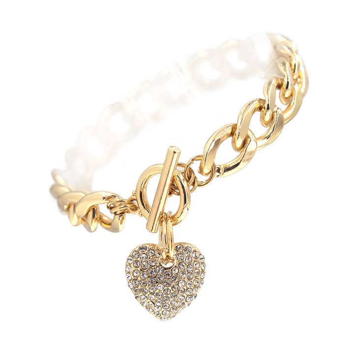 PUFFY HEART TOGGLE BRACELET, 84383V for wholesale by JOIA ACCESSORIES