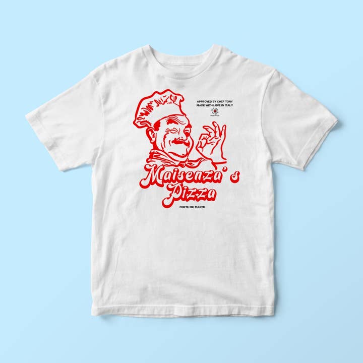 #MAISENZA Pizza T-Shirt aus Bio-Baumwolle für den Großhandel von #MAISENZA