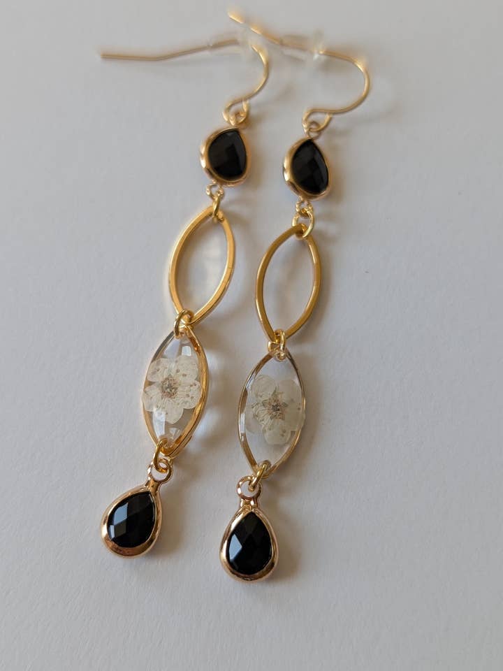 Lunar Resin Flower Earrings for Celestial Garden Gift for wholesale by Sass & Izzy LLC