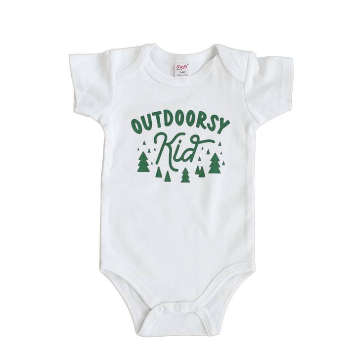 Outdoorsy Baby Onesie, Baby Bodysuit, Baby Clothing for wholesale by Sweetpea and Co.