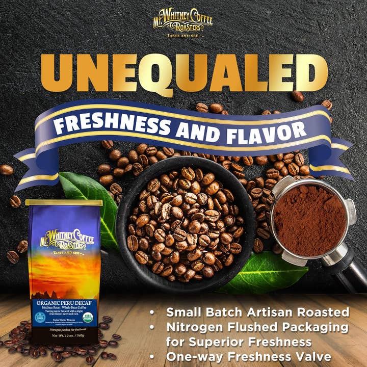 Mt. Whitney Coffee Roasters - Wholesale Coffee Beans - Organic Peru Swiss Water Decaf 12oz Whole Bean Coffee4