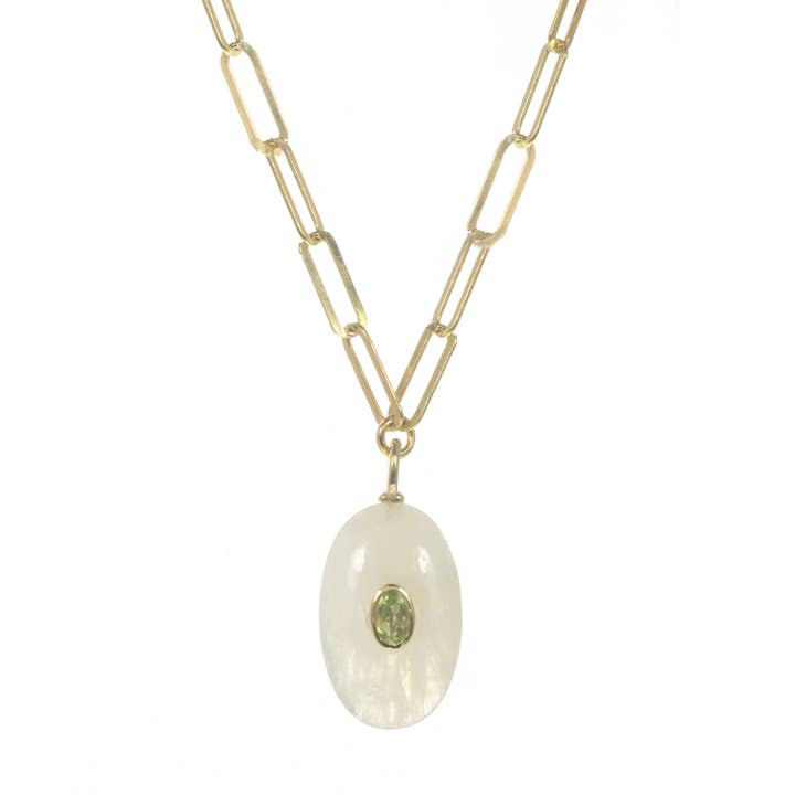 Colar Pendente de Ágata Branca e Peridoto por atacado de Rachel Reinhardt