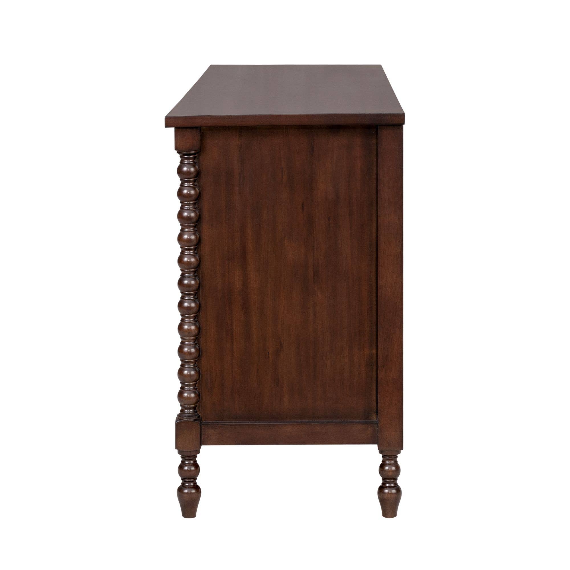 Olliix - Wholesale Cabinet - 70"W 6-Drawer Large Spindle Wood Dresser, Morocco Brown *7