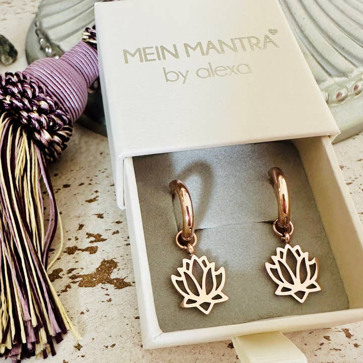 Mein Mantra - Wholesale Hoop Earrings - Hoop - Earrings with Lotus Flower3
