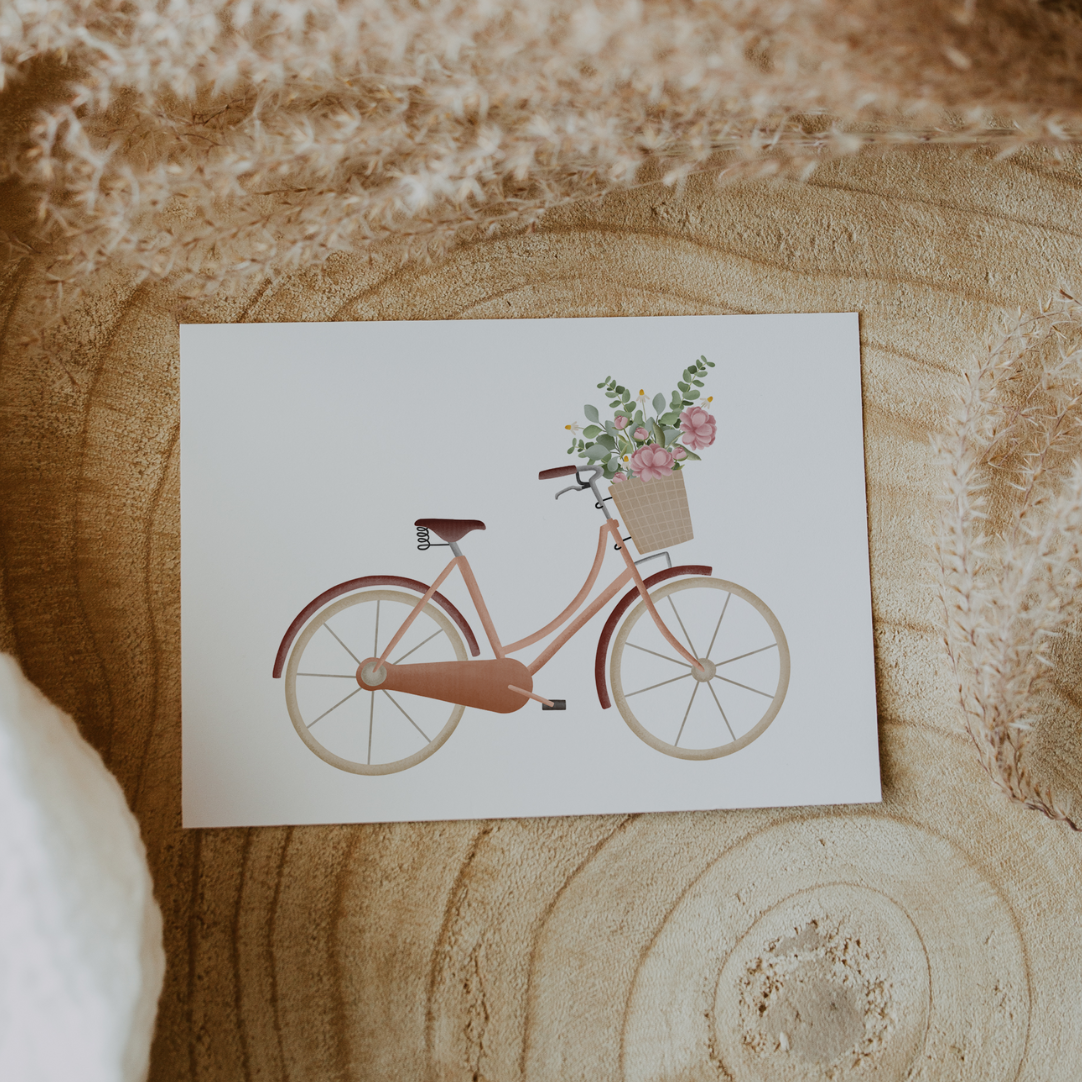 Tilda&Theo - Wholesale Birthday Card - Postcard Bicycle with Flower Basket - Greeting Card Spring Flowers5
