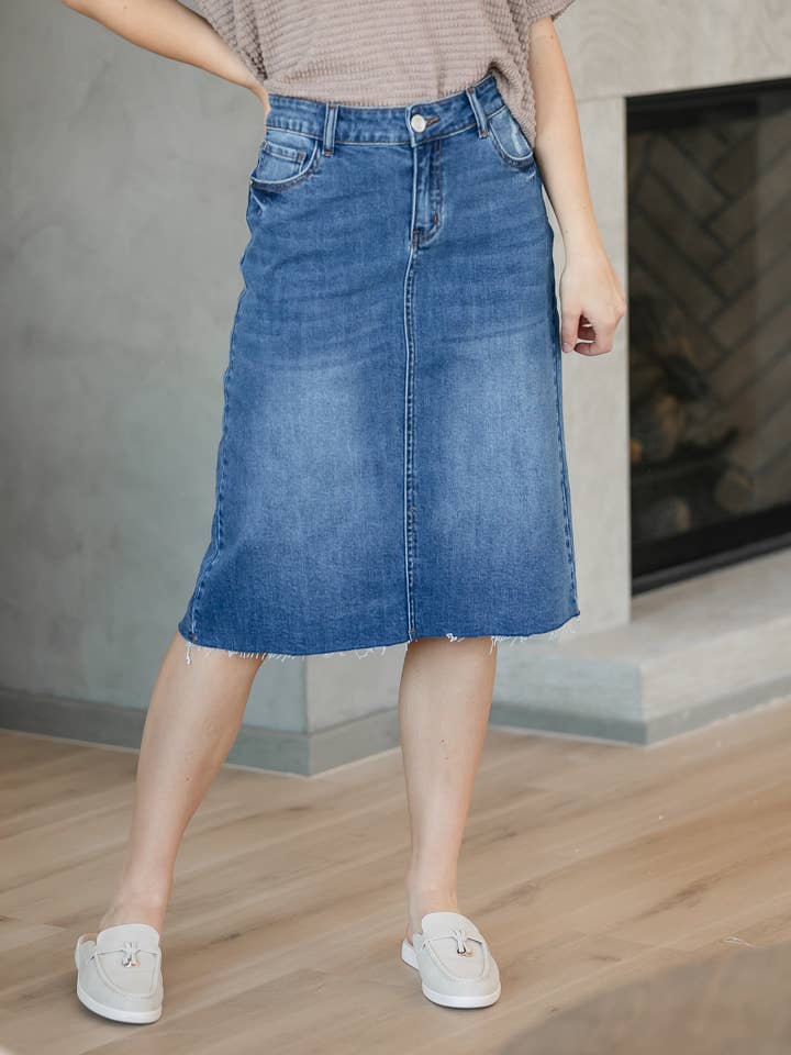 Inherit Clothing Company - Wholesale Skirt - Women's - Rylin Raw Hem Midi Skirt