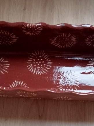 Rechthoekige Keramische Schotel, Handgeschilderd Decor voor wholesale door Poterie Art Déco