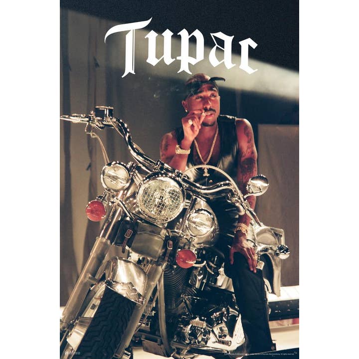 Gotham Gifts - Wholesale Poster - Tupac Shakur 2Pac Motorcycle 90s Rap Music Poster 16x24