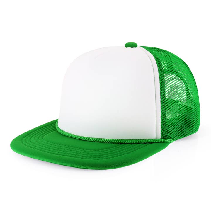 ChoKoLids - Wholesale Trucker Hat - Men's - CHOK.LIDS Plain Two-tone Foam Trucker Flat Bill Cap with Rop40