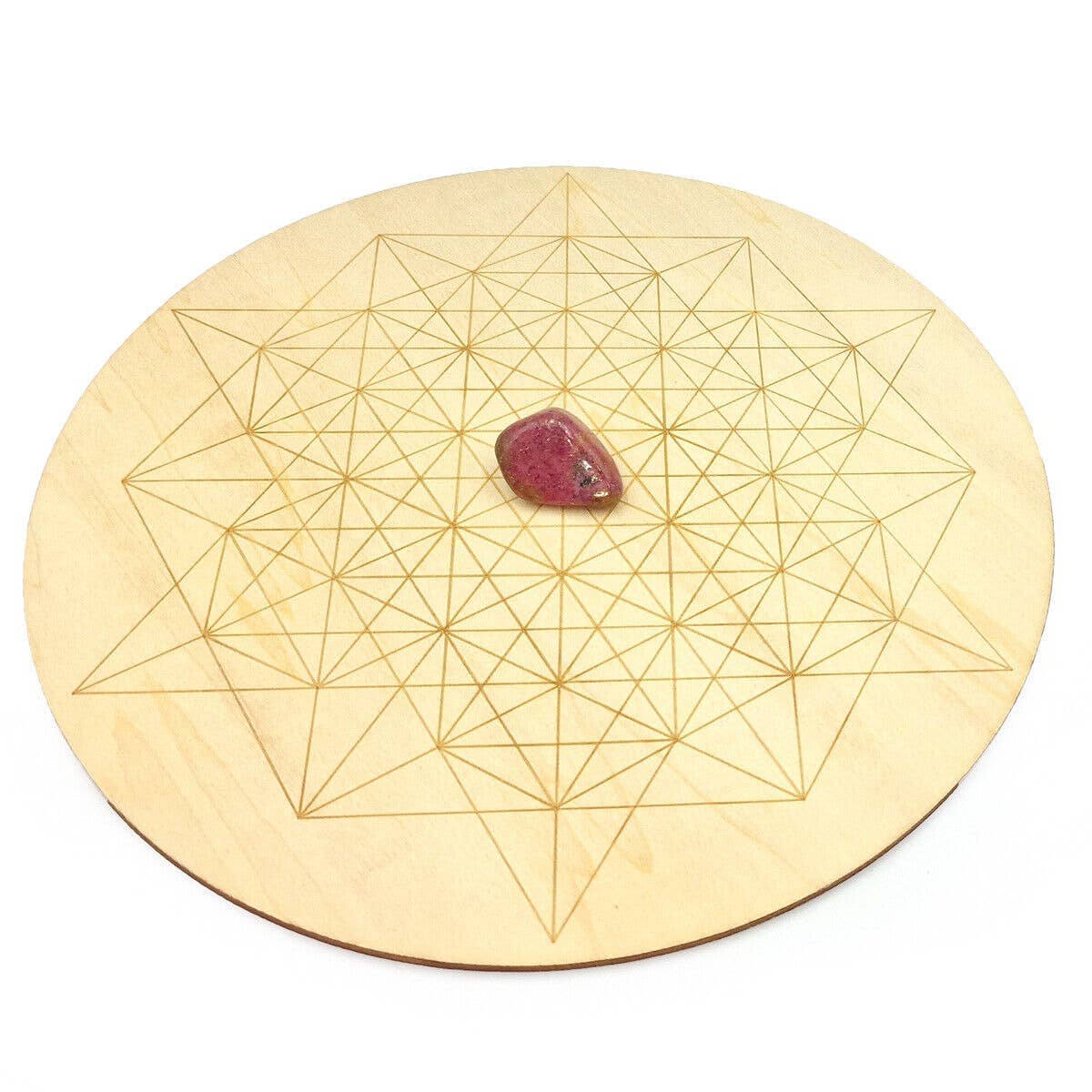 Shamans Crystal - Wholesale Crystal Grid - Crystal Grid Plates Round In Wood, 20cm Wide, Flower of Life27