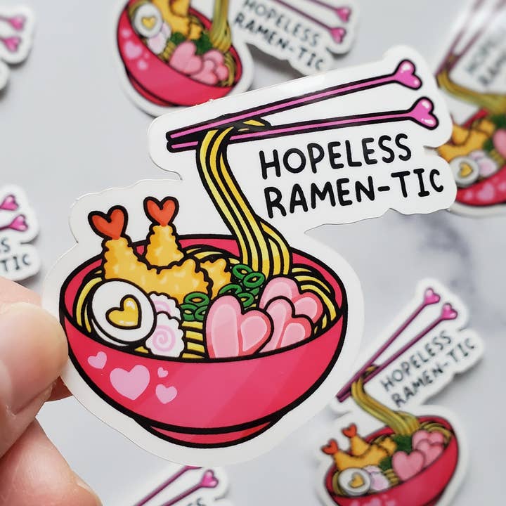 Muijistudio - Wholesale Sticker - Hopeless Ramen-tic Vinyl Sticker | Ramen Noodles Lover decal