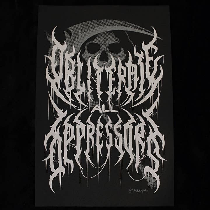 Obliterate All Oppressors 12" x 18" Print for wholesale by GRRRL Spells