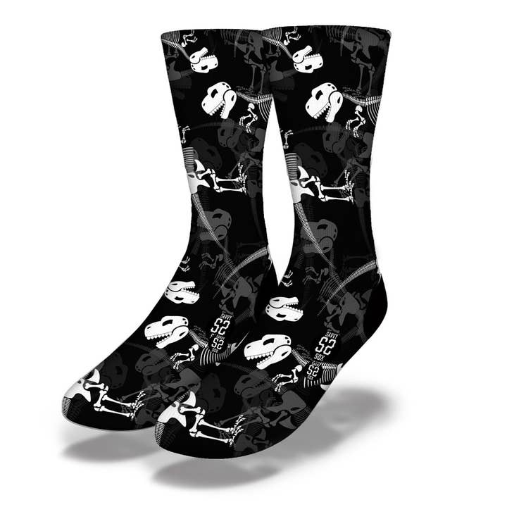 T-REX X-RAYS Fun Dinosaur Socks for wholesale by Savvy Sox
