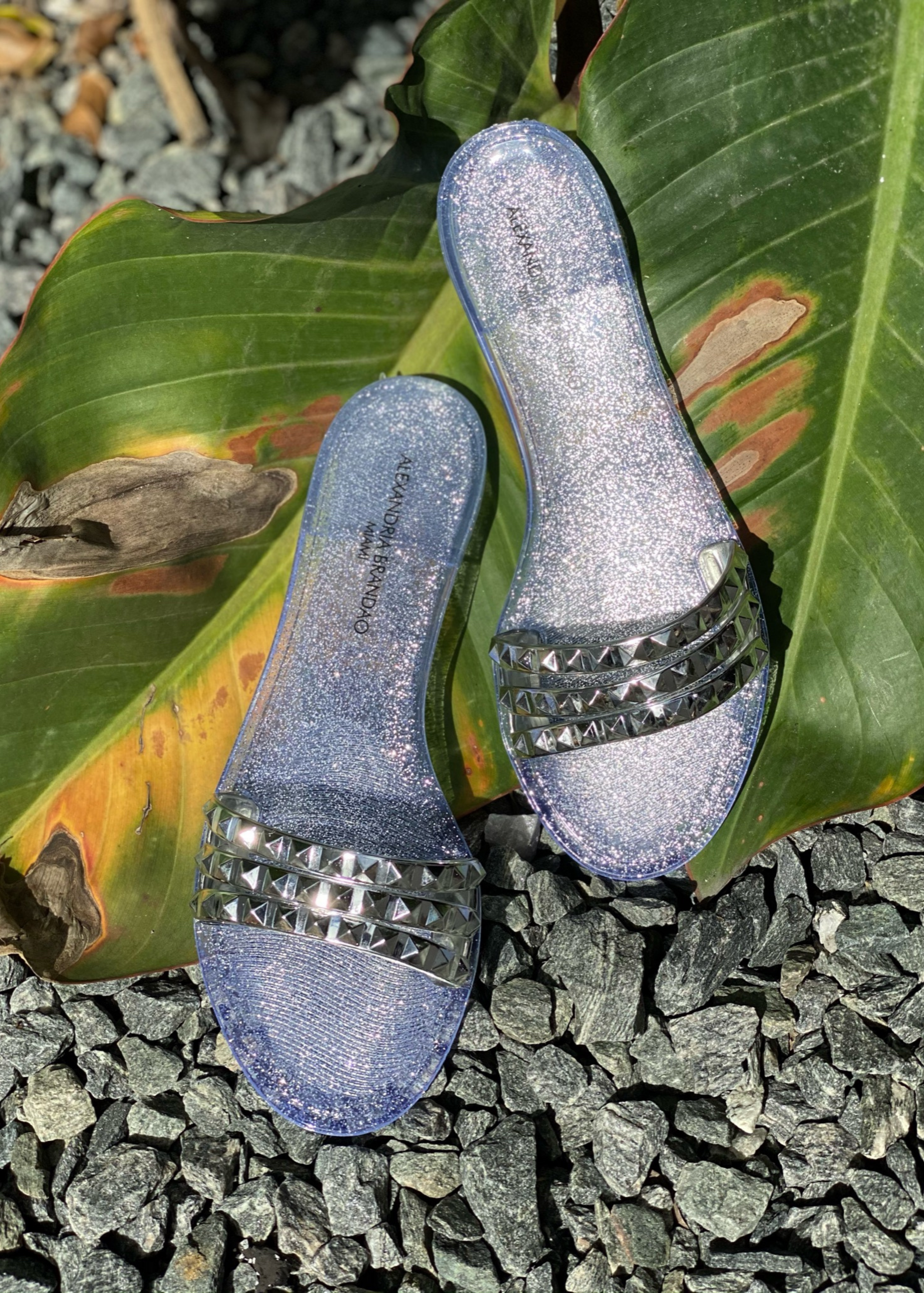 Shoes By Alexandria Brandao - Wholesale Sandals - Women's - Aria B Silver Jelly Slide Sandals5