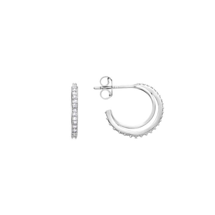 Luxenter - Venta al por mayor Pendientes de aro - Pendientes de circonita brillante acabados en rodio - Ibsy