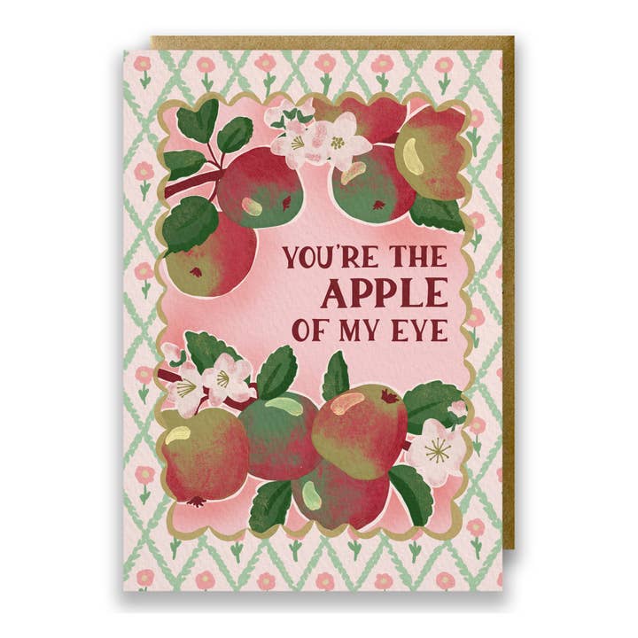Apple Blossom Valentine's Card - You're the Apple of My Eye for wholesale by Jessie Maeve Studio