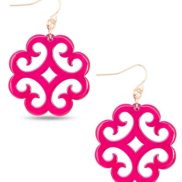 ZENZII Jewelry – wholesale Hängande örhängen – Cirkulär våg mönster harts droppe örhängen8