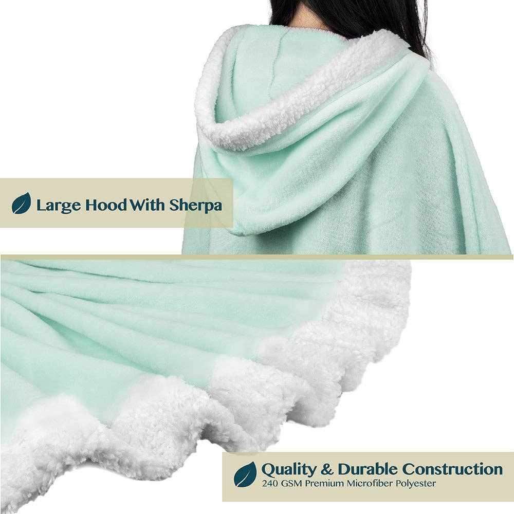 Pavilia – wholesale Poncho – Women's – Angel Wrap Hoodie Sherpa Poncho Blanket141