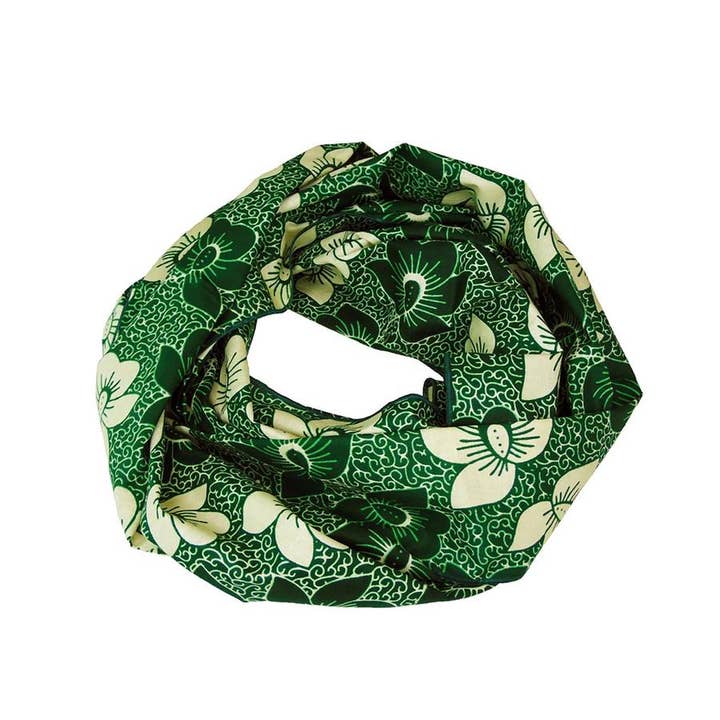 Asha Scarf, Headwrap - Green, and Cream for wholesale by Kwesiya