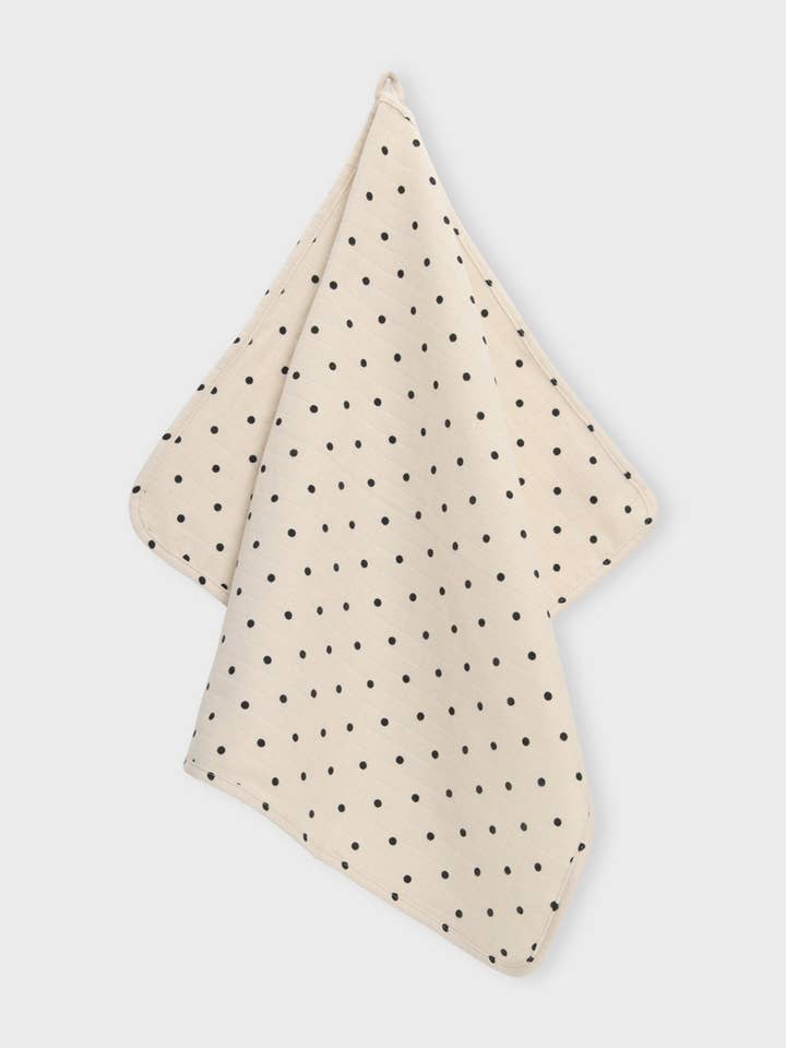 toalha de mão com bolinhas - natural com bolinhas pretas por atacado de moshi moshi mind