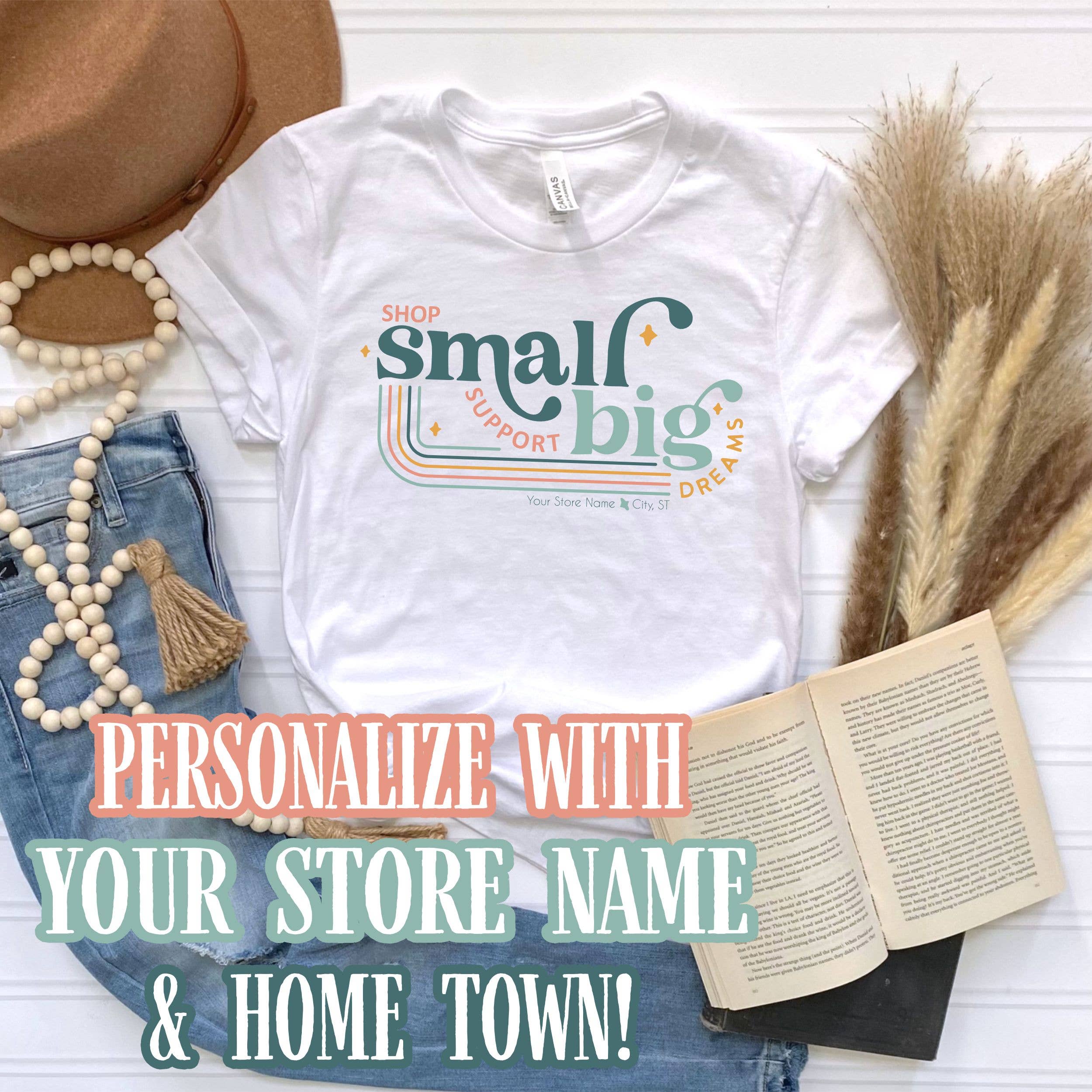 Bravo Glass – Großhandel T-Shirt mit Siebdruck – Unisex – Shop Small Support Big Dreams Anpassbares Bella Canvas T-Shirt3