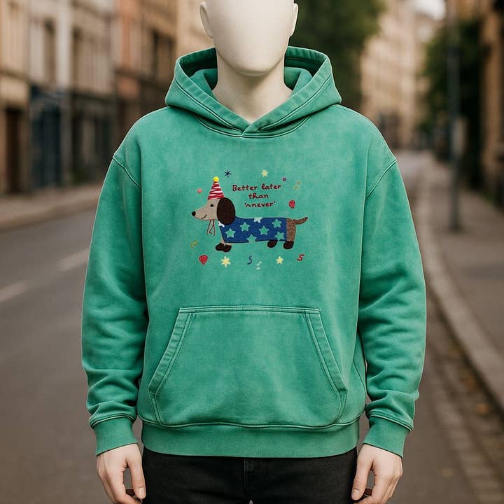 Sudadera con capucha lavada en verde para venta al por mayor de fabrica personalizacion