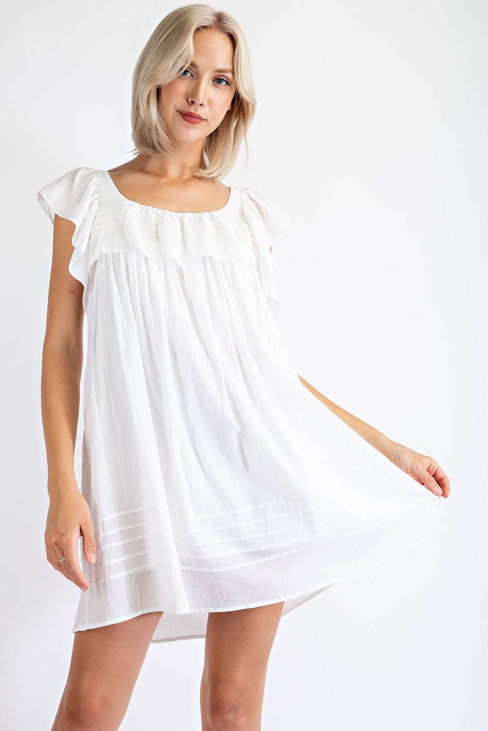 Edit by Nine - Wholesale Dress - Women's - TD1385 COTTON VOILE BABYDOLL WITH  RUFFLE SLEEVE1