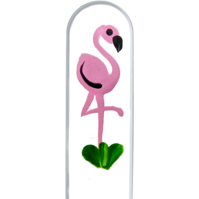 Classy Nail Files - Wholesale Nail File - Flamingo Pink Bird Wildlife Hand Painted Crystal Nail File