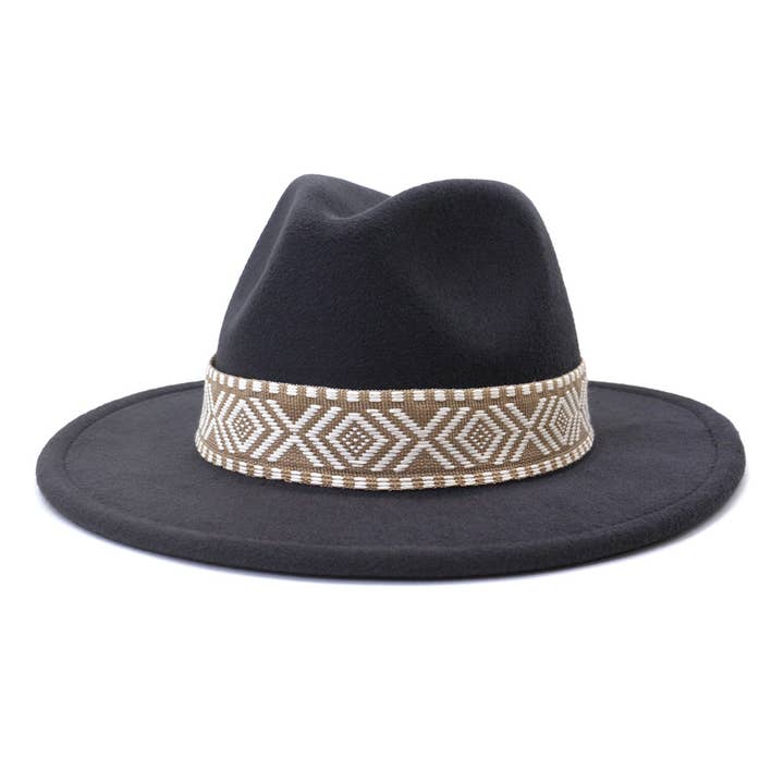 Suzie Q USA - Wholesale Fedora - Women's - Aztec Belt Retro Flat Fedora Hat22