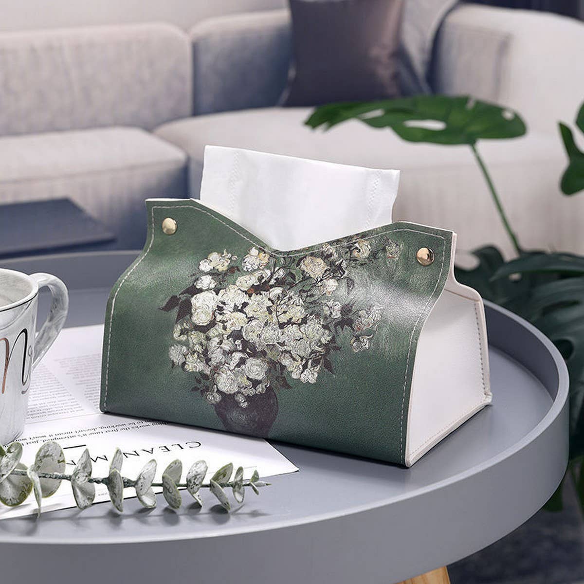 NEW CANGLING GREEN LEATHER TISSUE BOX CAR MOUNT_CWMM2257 for wholesale on Faire0