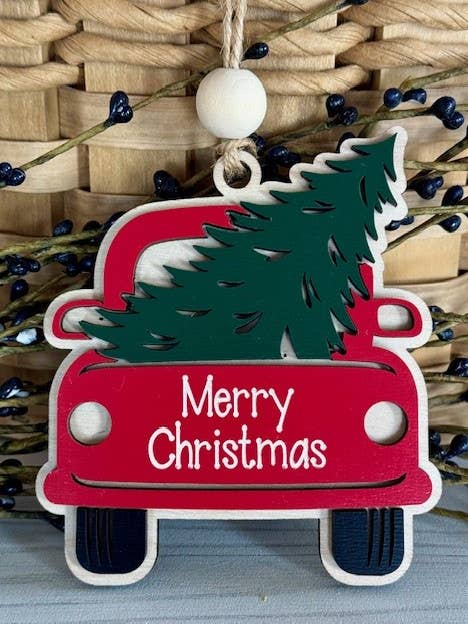 Merry Christmas Tree Ornament - Red Truck Ornament
for wholesale by SHY Designs, LLC