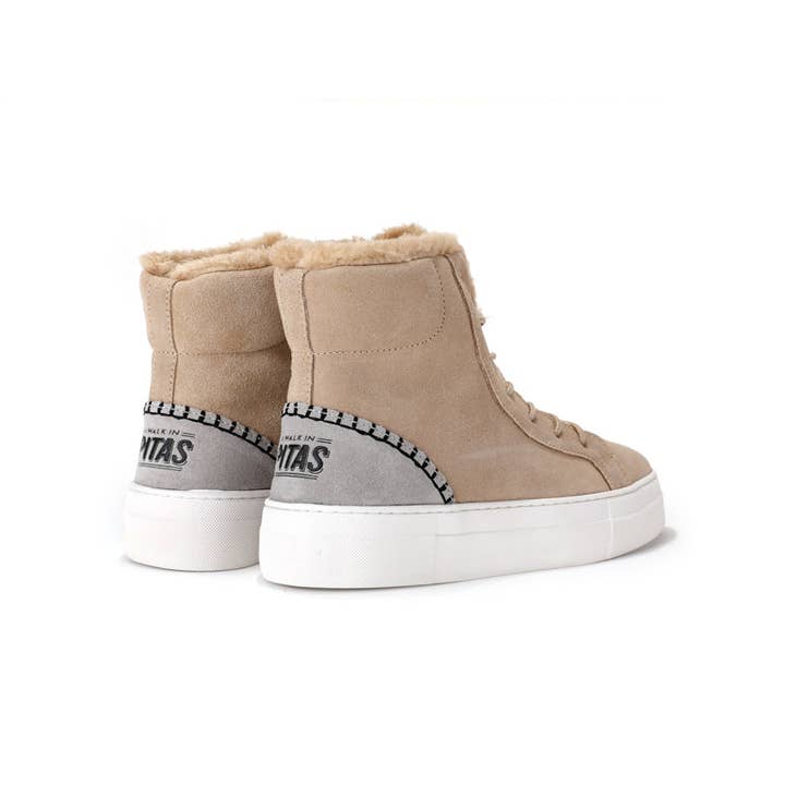 Merapi Hi-Top Cream Suede Platform Boots for Women for wholesale by Walk In Pitas UK