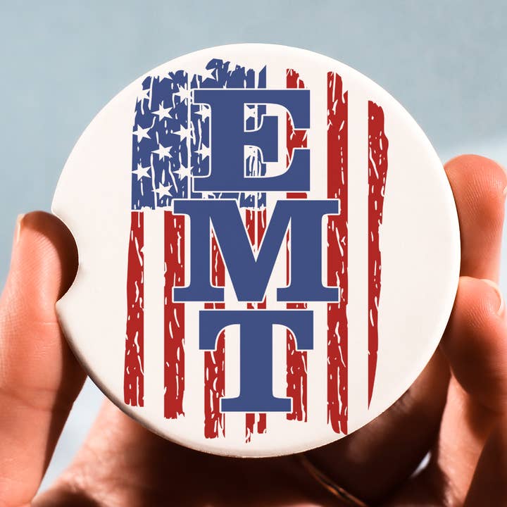 The Adirondack Studio – Engroshandel Kopunderlag til bil – unisex – Sæt med 2 amerikanske flag EMT absorberende sandsten bil coastere0