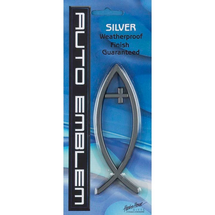 Cottage Garden - Wholesale Car Decorative Charm - Unisex - Fish Cross Silver Auto Emblem