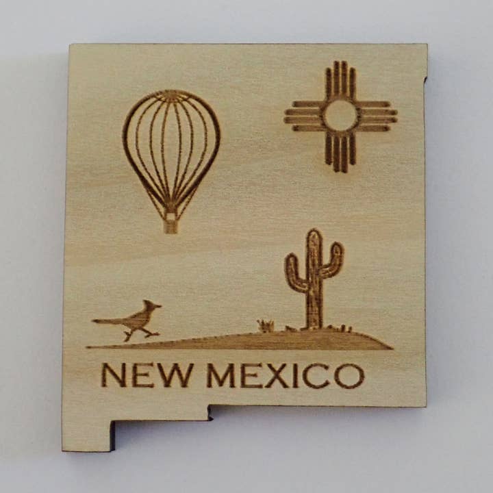 Aimant en bois du Nouveau-Mexique - personnalisable pour la vente par River's Edge Gourmet Foods