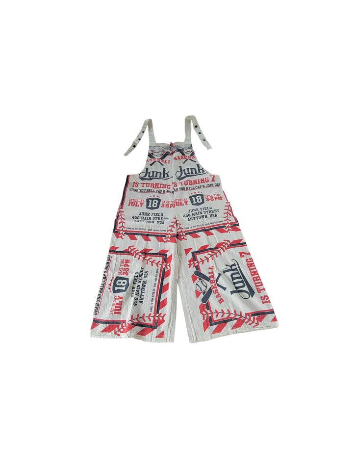 Evergreen Guardian Imports - Wholesale Jumpsuit - Women's - T2429 Flour Sack Cotton Jumpsuit With Straps - Junk Baseball6