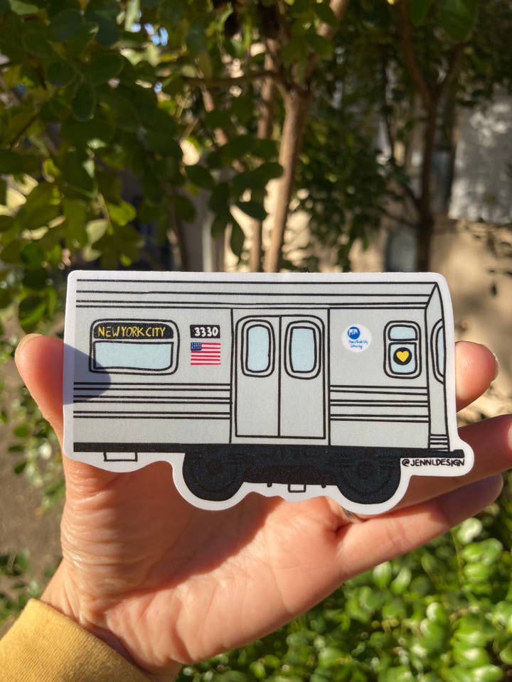 Adesivo in vinile con treno della metropolitana di New York per la vendita all'ingrosso da parte di Jenn L Design