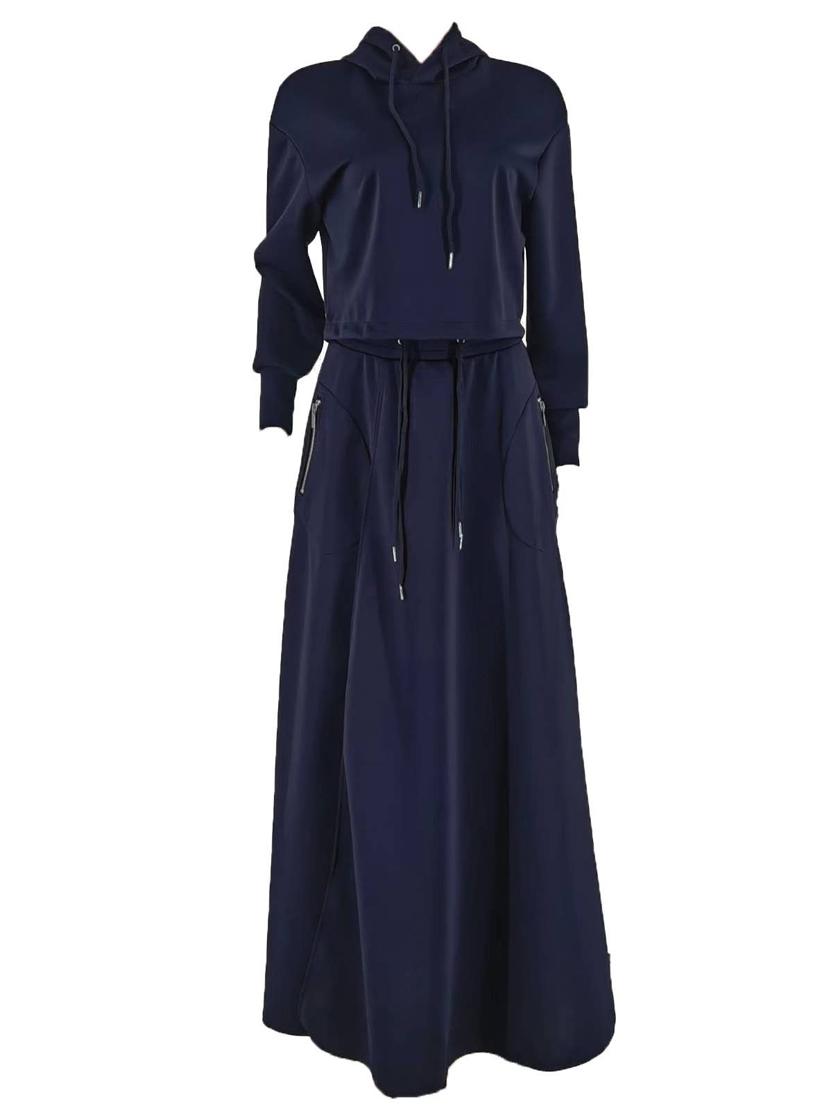 HIDDENBRAND - Wholesale Top & Skirt Set - Women's - Hoodie sweatshirt top maxi skirt set 2pcs0