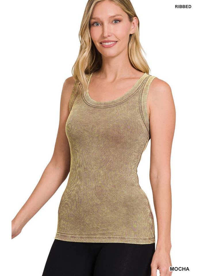 Vanilla Monkey - Wholesale Tank Top - Women's - Washed Ribbed Scoop Neck Tank Top3