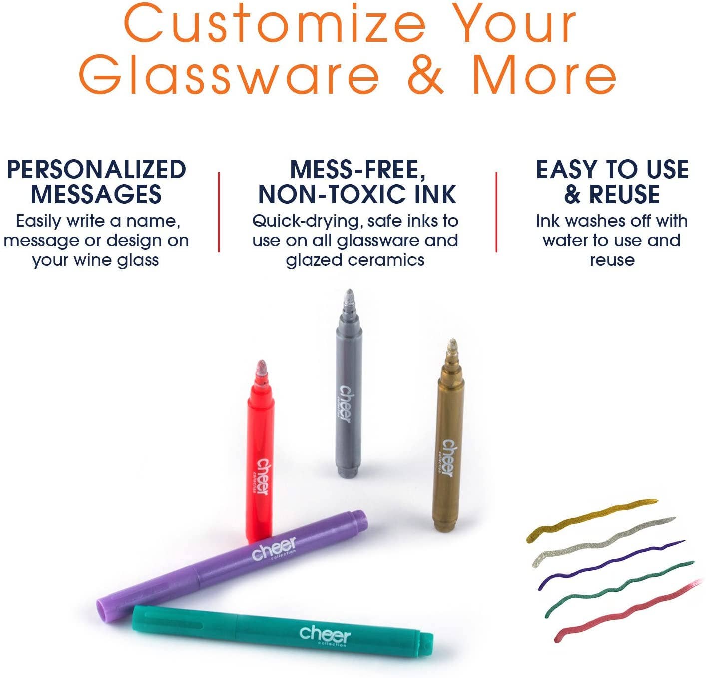 Cheer Collection - Wholesale Marker - Cheer Collection 2 Packs of 5 Wine Glass Marker (10 Markers)2