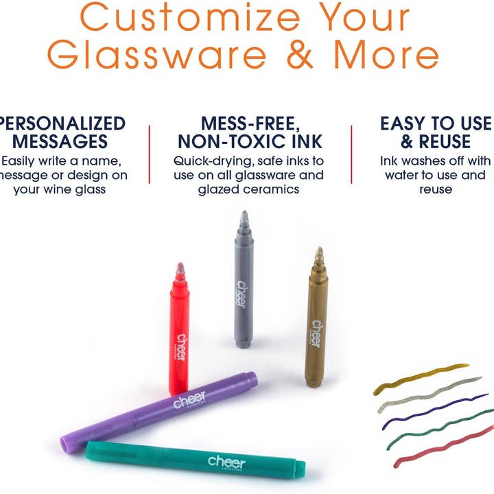 Cheer Collection - Wholesale Marker - Cheer Collection 2 Packs of 5 Wine Glass Marker (10 Markers)2