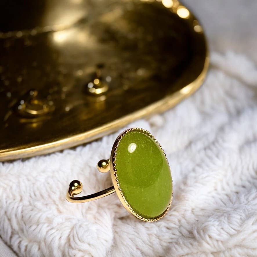 TOURMALYN - Wholesale Cocktail/Statement Ring - Fine gold gilded Aventurine stone ring3